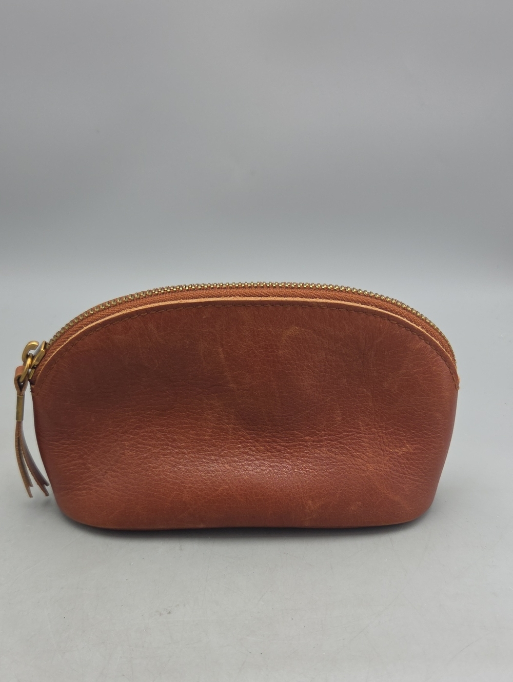 Madewell Brown Distressed Leather Zip Toiletry Pouch Cosmetic Make Up Bag
